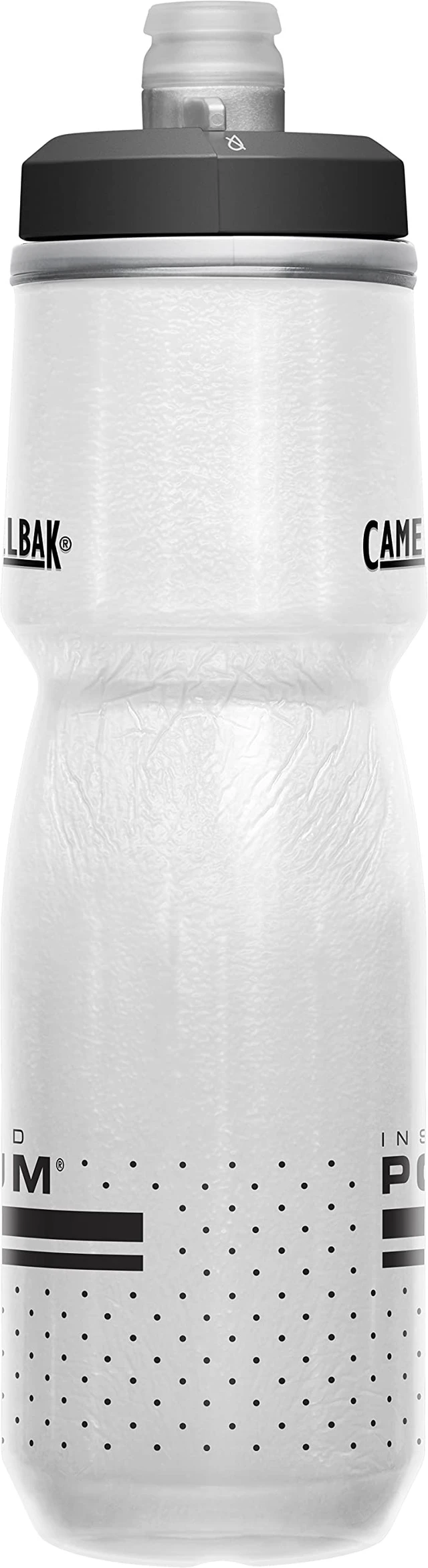 Alt view image 5 of 7 - Podium Chill Outdoor Water Bottle 24oz, White/Black | Easy Squeeze Design, Double Wall Insulation, High Flow Self Sealing Cap, Secure Bike Cage Fit, Durable Cycling Bottle