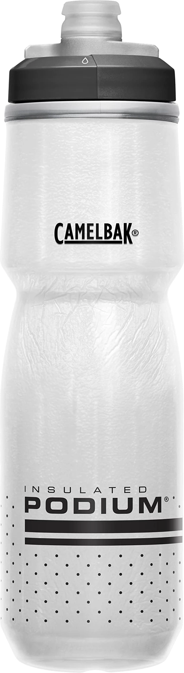 Alt view image 4 of 7 - Podium Chill Outdoor Water Bottle 24oz, White/Black | Easy Squeeze Design, Double Wall Insulation, High Flow Self Sealing Cap, Secure Bike Cage Fit, Durable Cycling Bottle
