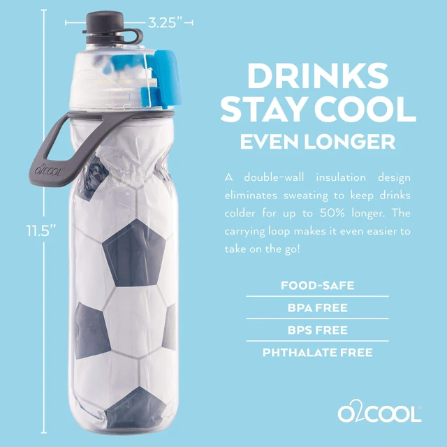 Alt view image 3 of 7 - Mist N Sip 20 oz Misting Reusable Sports Water Bottle Soccer | Yes