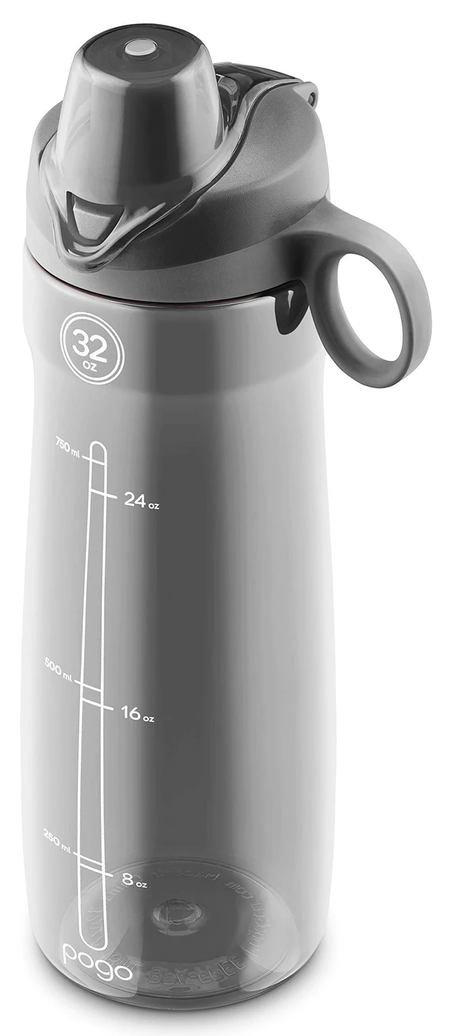 Alt view image 4 of 7 - BPA-Free Tritan Plastic Water Bottle with Chug Lid, 32 Oz, Grey | Leakproof water bottle with chug lid and carry handle. BPA-free, great for travel, school, outdoors, and gym.