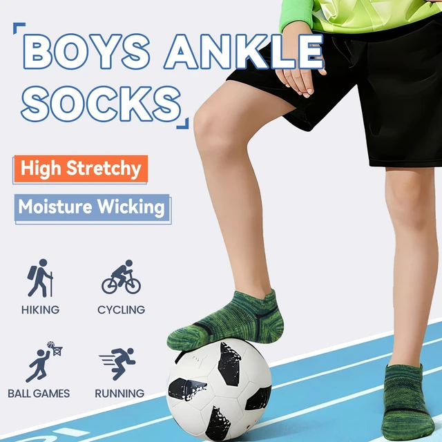 Alt view image 2 of 6 - Kids Boys Ankle Socks Low Cut Athletic Cotton Sport Socks For Little Boys 6 Pairs (Multi Color, 6-8 Years)