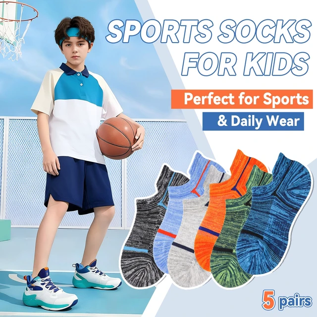 Alt view image 3 of 6 - Kids Boys Ankle Socks Low Cut Athletic Cotton Sport Socks For Little Boys 6 Pairs (Multi Color, 6-8 Years)