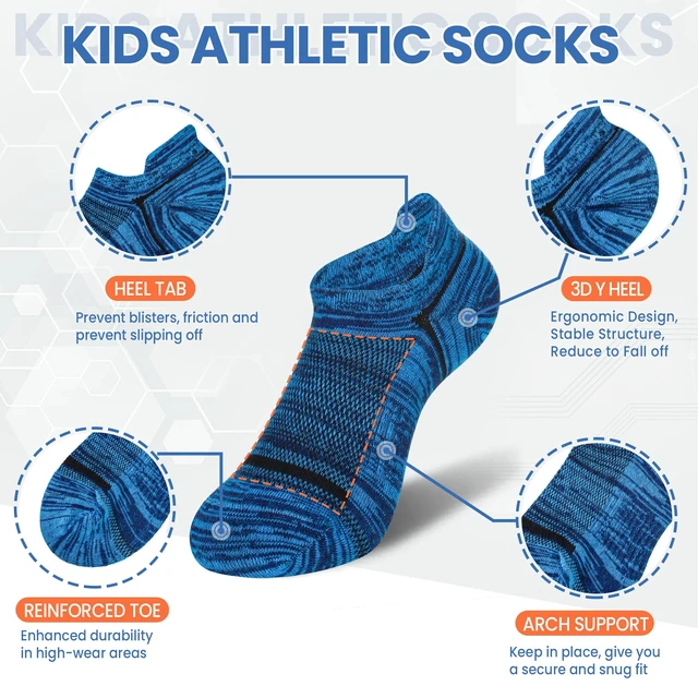 Alt view image 4 of 6 - Kids Boys Ankle Socks Low Cut Athletic Cotton Sport Socks For Little Boys 6 Pairs (Multi Color, 6-8 Years)