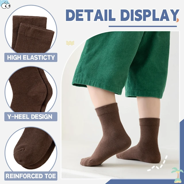 Alt view image 2 of 6 - Kids Crew Cotton School Socks Youth Cute Casual Breathable Little Girls Boys Dress Socks 6 Pairs (Black/Blue, 9-13 Years)