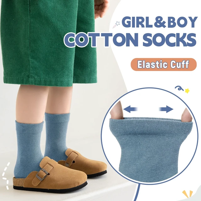 Alt view image 4 of 6 - Kids Crew Cotton School Socks Youth Cute Casual Breathable Little Girls Boys Dress Socks 6 Pairs (Black/Blue, 9-13 Years)