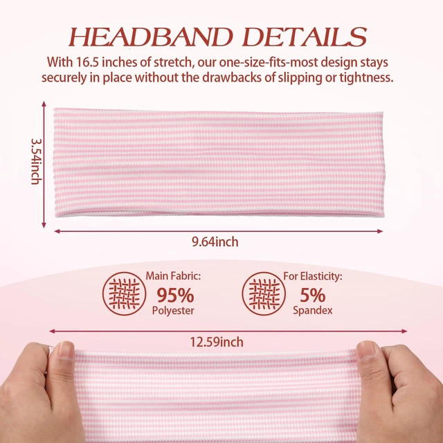 Alt view image 2 of 7 - 5 Pack Pink Headband for Women Non Slip, Cute Headbands for Girls | Breathable patterned fabric, stretch fit, floral design, ideal for yoga, workouts, daily outfits and hairstyles
