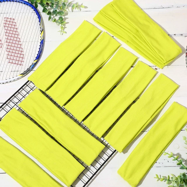 Alt view image 7 of 7 - 12 Pack Sport Headbands Elastic Sweatbands for Women, Bright Yellow | Soft Fabric Hair Bands, Non-slip Design for Gym Running Workouts Exercise, Sublimation Ready, Ideal Girls Sports Daily Use