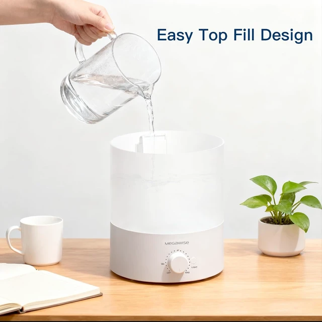 Alt view image 3 of 7 - 1.5L Cool Mist Humidifier, 24dB Quiet, Adjustable Mist | 7-Color Light, Frosted Visible Tank, Adjustable Mist Levels, Detachable Design, Easy Cleaning & Top Fill