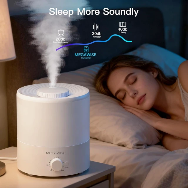 Alt view image 4 of 7 - 1.5L Cool Mist Humidifier, 24dB Quiet, Adjustable Mist | 7-Color Light, Frosted Visible Tank, Adjustable Mist Levels, Detachable Design, Easy Cleaning & Top Fill