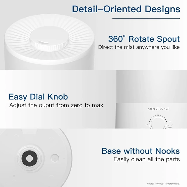 Alt view image 7 of 7 - 1.5L Cool Mist Humidifier, 24dB Quiet, Adjustable Mist | 7-Color Light, Frosted Visible Tank, Adjustable Mist Levels, Detachable Design, Easy Cleaning & Top Fill