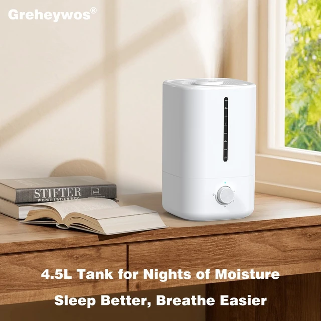 Alt view image 2 of 6 - Top Fill Humidifiers for Bedroom, 4.5L Tank for Large Room, Oil Diffuser, 20dB Quiet Cool Mist Air Humidifier for Home Baby Nursery & Plants, Auto Shut-off and BPA-Free for Safety, 100H