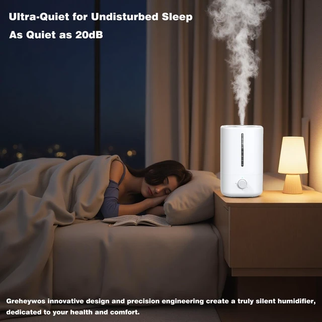 Alt view image 4 of 6 - Top Fill Humidifiers for Bedroom, 4.5L Tank for Large Room, Oil Diffuser, 20dB Quiet Cool Mist Air Humidifier for Home Baby Nursery & Plants, Auto Shut-off and BPA-Free for Safety, 100H