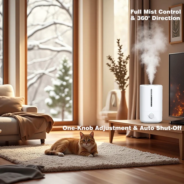 Alt view image 5 of 6 - Top Fill Humidifiers for Bedroom, 4.5L Tank for Large Room, Oil Diffuser, 20dB Quiet Cool Mist Air Humidifier for Home Baby Nursery & Plants, Auto Shut-off and BPA-Free for Safety, 100H
