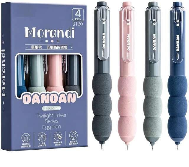 Main image of 4 Pcs Cute Gel Pens Retractable Pens Morandi Soft Grip Pen 0.5mm Black Ink Smooth Writing Pen for Women Girls Boy Men Office School Supplies, 4Pcs Morandi