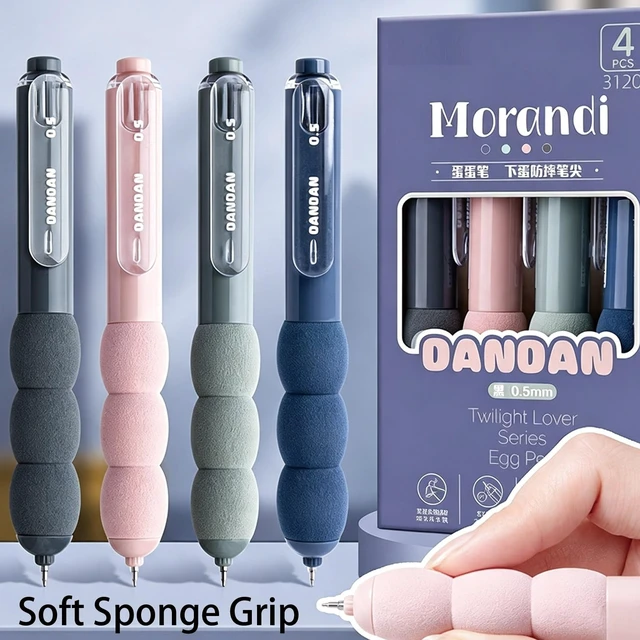 Alt view image 2 of 7 - 4 Pcs Cute Gel Pens Retractable Pens Morandi Soft Grip Pen 0.5mm Black Ink Smooth Writing Pen for Women Girls Boy Men Office School Supplies, 4Pcs Morandi