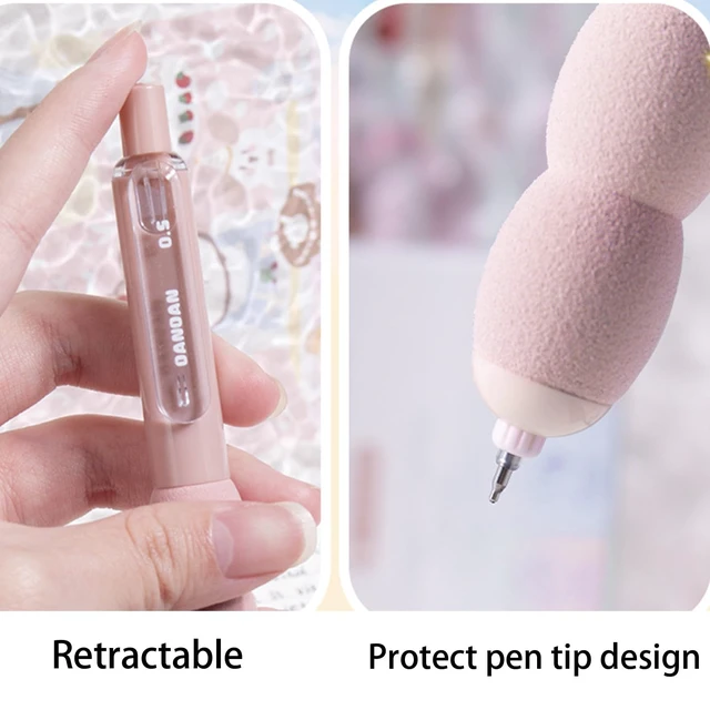 Alt view image 5 of 7 - 4 Pcs Cute Gel Pens Retractable Pens Morandi Soft Grip Pen 0.5mm Black Ink Smooth Writing Pen for Women Girls Boy Men Office School Supplies, 4Pcs Morandi