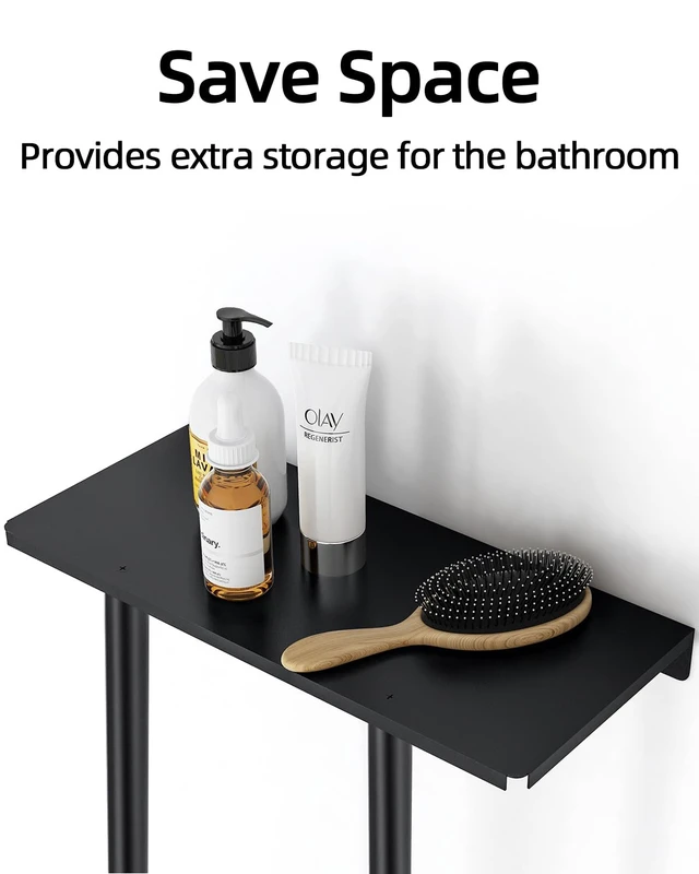 Alt view image 3 of 6 - Towel Racks for Bathroom, Bathroom Towel Storage Wall Mounted 30 inch with Shelf Can Holds 6 Large Towels, Wall Towel Rack for Rolled Towels, Black