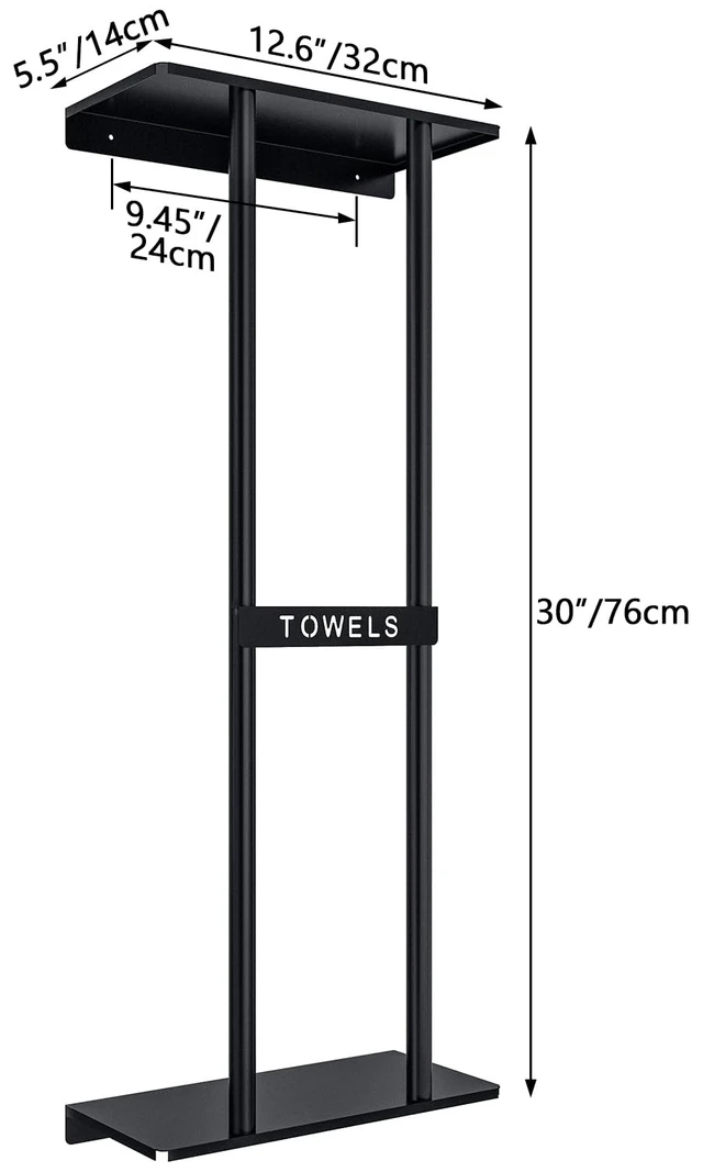 Alt view image 4 of 6 - Towel Racks for Bathroom, Bathroom Towel Storage Wall Mounted 30 inch with Shelf Can Holds 6 Large Towels, Wall Towel Rack for Rolled Towels, Black