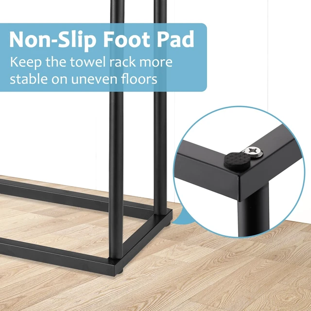 Alt view image 6 of 7 - Free Standing Towel Rack, 2 Tier Towel Racks for Bathroom, Modern Outdoor Towel Drying Rack for Poolside, Black, DECLUTTR