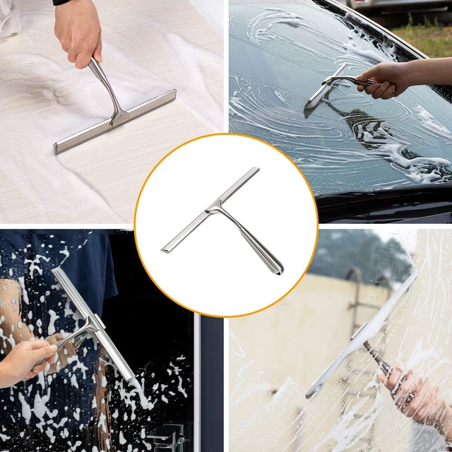 Alt view image 3 of 7 - Shower Squeegee for Shower Doors 10 Inch Bathroom Squeegee for Windows,Kitchen,Mirror and Car Glass, Stainless Steel with Adhesive Hook