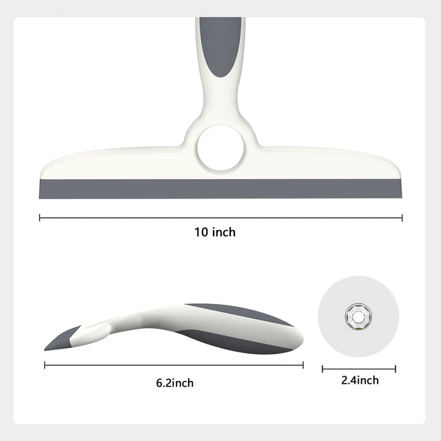 Alt view image 3 of 6 - Shower Squeegee for Glass Doors, 10", Pack of 2, Gray | Adhesive Hook Included, Silicone Blade, For Window Cleaning, Tile Walls, Mirrors, Car
