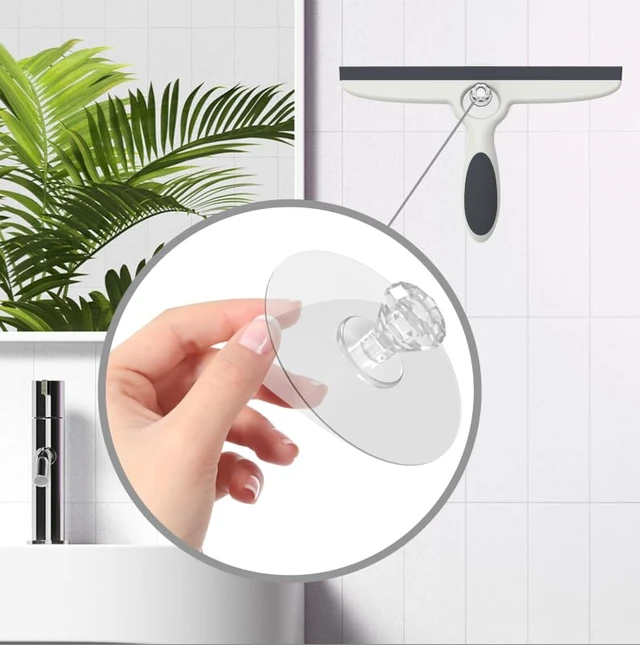 Alt view image 6 of 6 - Shower Squeegee for Glass Doors, 10", Pack of 2, Gray | Adhesive Hook Included, Silicone Blade, For Window Cleaning, Tile Walls, Mirrors, Car