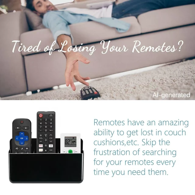 Alt view image 3 of 7 - 3 Slot Adjustable Remote Control Holder Wall Mount, TV Remote Box Hollow Bottom Slot Easy Phone Charging, Self Adhesive Remote Holder,Wall Pen Holder Storage Accessories for Home Office School (Black)