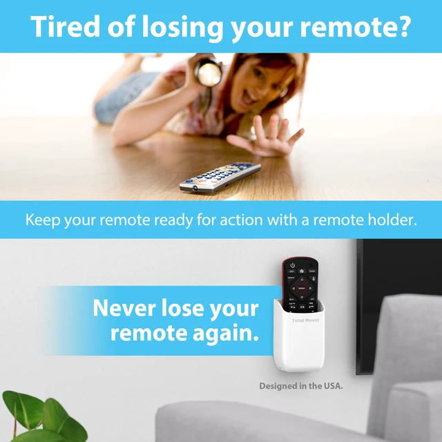 Alt view image 2 of 7 - Drop-Free Remote Holder Removable Adhesive Strips White | Designed in the USA Simply Put the Remote In No Tricky Magnet Alignment Needed