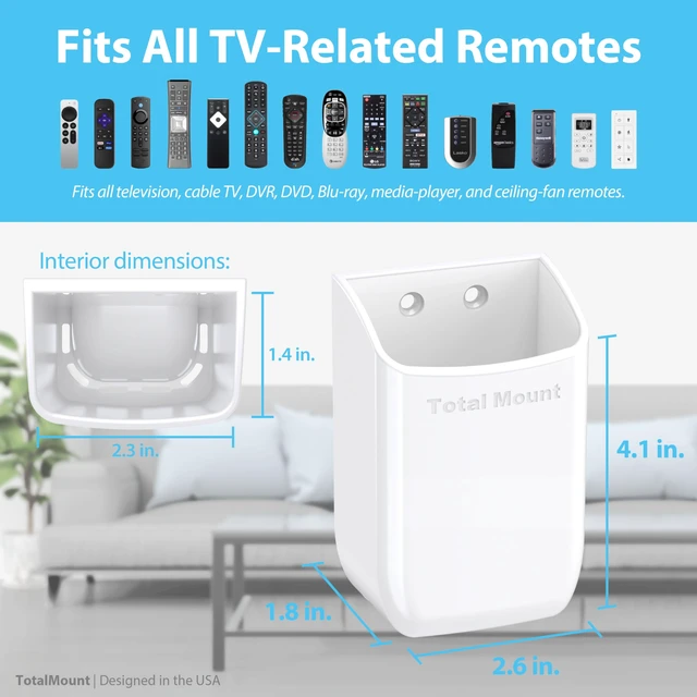 Alt view image 3 of 7 - Drop-Free Remote Holder Removable Adhesive Strips White | Designed in the USA Simply Put the Remote In No Tricky Magnet Alignment Needed