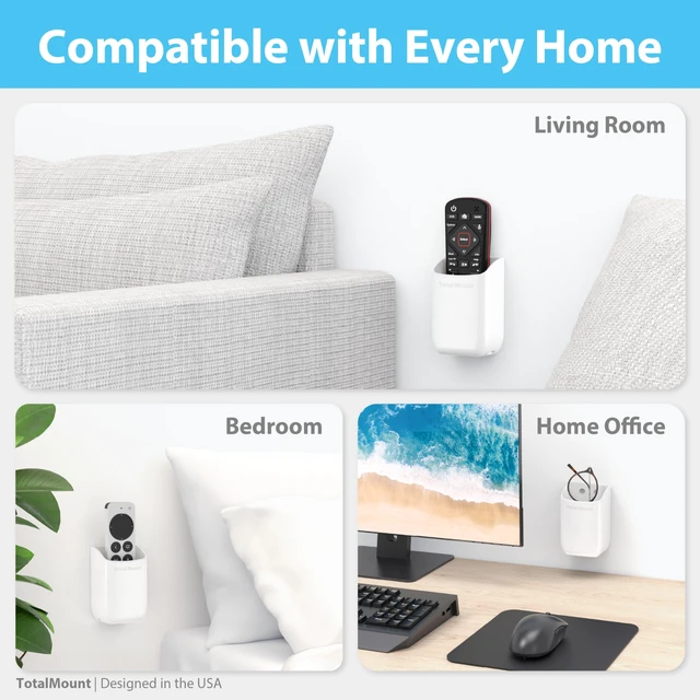 Alt view image 6 of 7 - Drop-Free Remote Holder Removable Adhesive Strips White | Designed in the USA Simply Put the Remote In No Tricky Magnet Alignment Needed