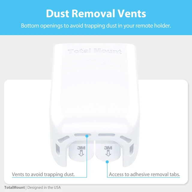 Alt view image 7 of 7 - Drop-Free Remote Holder Removable Adhesive Strips White | Designed in the USA Simply Put the Remote In No Tricky Magnet Alignment Needed