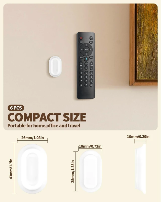 Alt view image 2 of 7 - 6 Pack Magnetic Remote Control Holder, Silicone, Self-Adhesive No-Drill | Upgraded Silicone Magnetic Wall Mount for TV, Fan, & Air Conditioner Remotes. Great for Bedroom Accessories and RV Storage