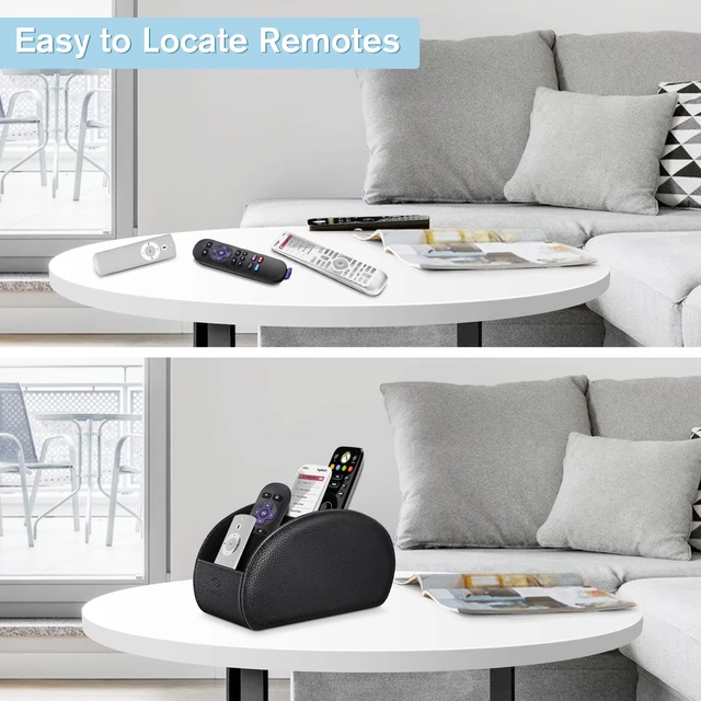 Alt view image 2 of 7 - Remote Control Holder with 6 Compartments Vegan Leather | TV Remoter Caddy Desktop Makeup Brush Holder Storage, Fits TV Remotes, Media Controllers, Office Supplies, Black