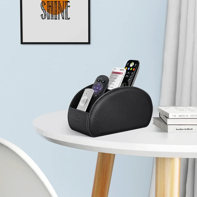 Alt view image 4 of 7 - Remote Control Holder with 6 Compartments Vegan Leather | TV Remoter Caddy Desktop Makeup Brush Holder Storage, Fits TV Remotes, Media Controllers, Office Supplies, Black