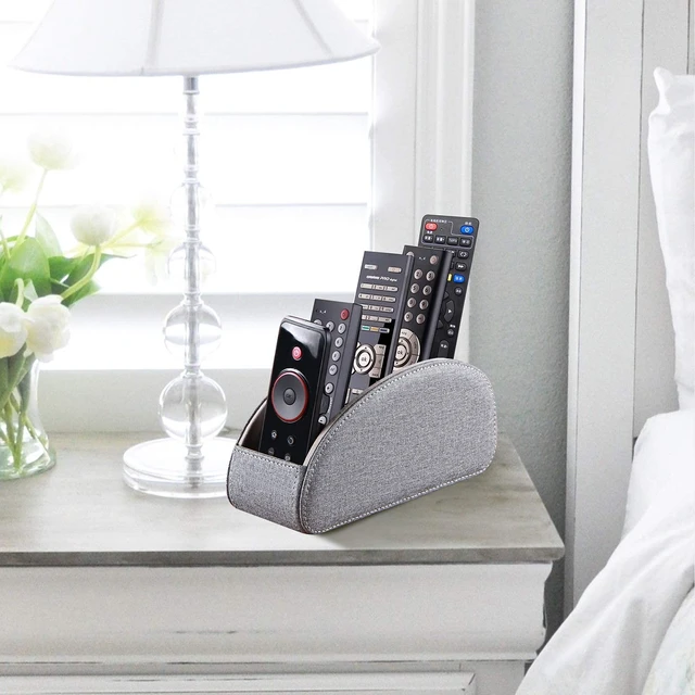 Alt view image 6 of 7 - Pu Leather TV Remote Control Holder with 5 Compartments,Remote Caddy/Tray | Bedside Table Desk Storage Box/Organizer for Pen,DVD,Blu-Ray,Media Player,Heater Controller,Cosmetics,Glasses