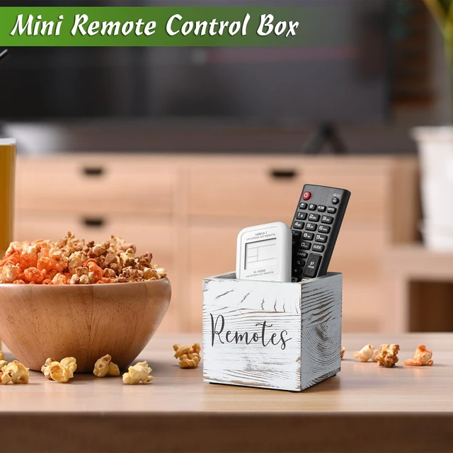 Alt view image 4 of 7 - Remote Control Holder, Wood TV Remote Holder, Remote Storage Caddy, Remote Control Organizer (Retro White, 1 Slot)