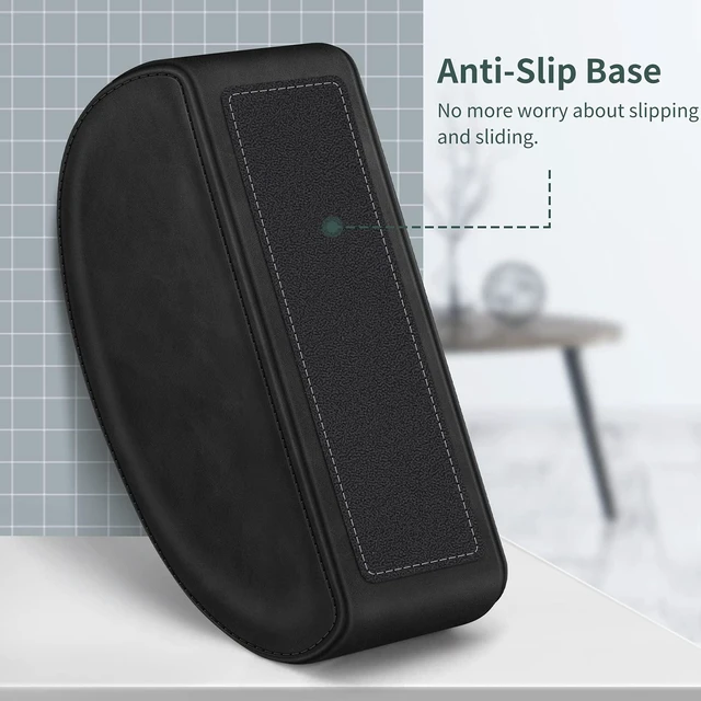 Alt view image 3 of 7 - Remote Control Holder with 5 Compartments, Black | Vegan Leather, Anti-slip, Desktop Caddy Storage Organizer, For Office Supplies, Makeup Brush, Media Accessories