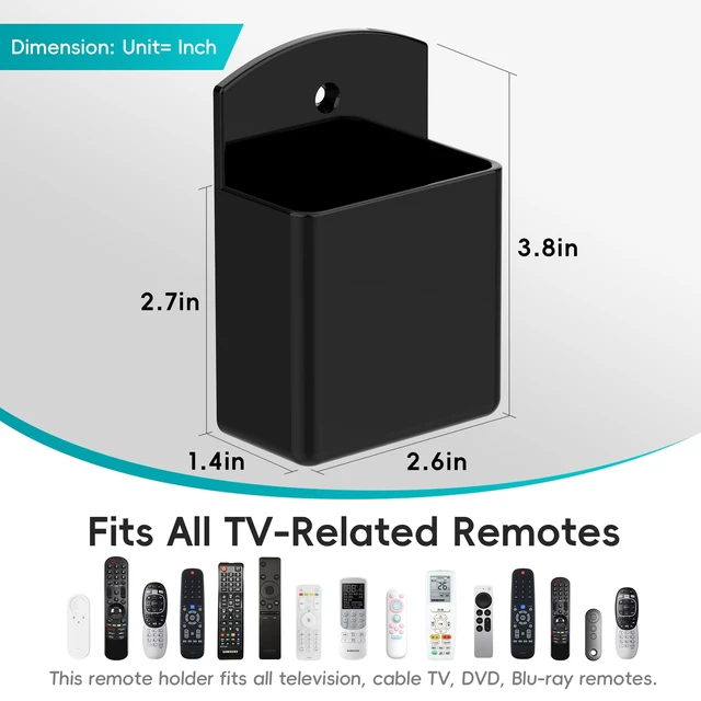 Alt view image 3 of 7 - 2-Pack Remote Control Holder, Adhesive Wall-Mount Remote Holder, Black | TV controller organizer doubles as a wall pen holder for desk accessories and small-item storage at home, office, or school.