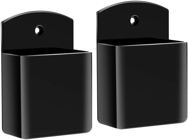 Main image of 2-Pack Remote Control Holder, Adhesive Wall-Mount Remote Holder, Black | TV controller organizer doubles as a wall pen holder for desk accessories and small-item storage at home, office, or school.