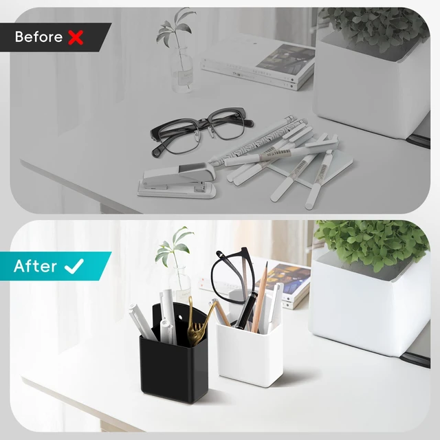 Alt view image 5 of 7 - 2-Pack Remote Control Holder, Adhesive Wall-Mount Remote Holder, Black | TV controller organizer doubles as a wall pen holder for desk accessories and small-item storage at home, office, or school.