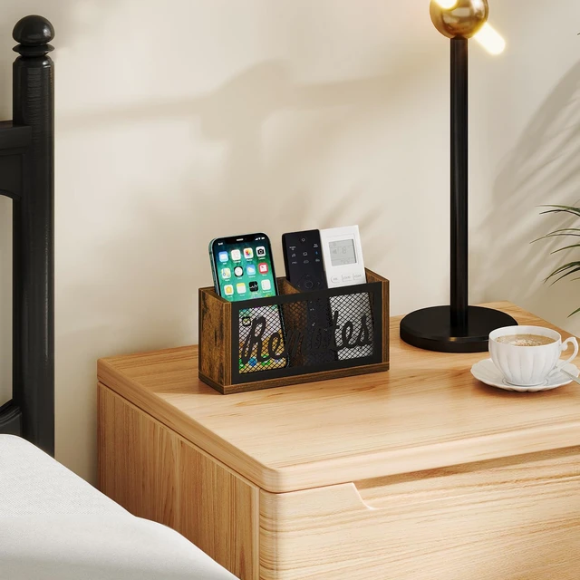 Alt view image 2 of 7 - Remote Control Holder,2-Slot TV Remote Caddy,Wall Mount and Tabletop | Remote Box,Remote Organizer,Remote Storage,Holds 3-4 Remotes,Bed Remote Holder for Living Room,Sofas,Side Tables,Bedside,Desk