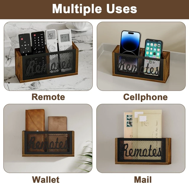 Alt view image 7 of 7 - Remote Control Holder,2-Slot TV Remote Caddy,Wall Mount and Tabletop | Remote Box,Remote Organizer,Remote Storage,Holds 3-4 Remotes,Bed Remote Holder for Living Room,Sofas,Side Tables,Bedside,Desk