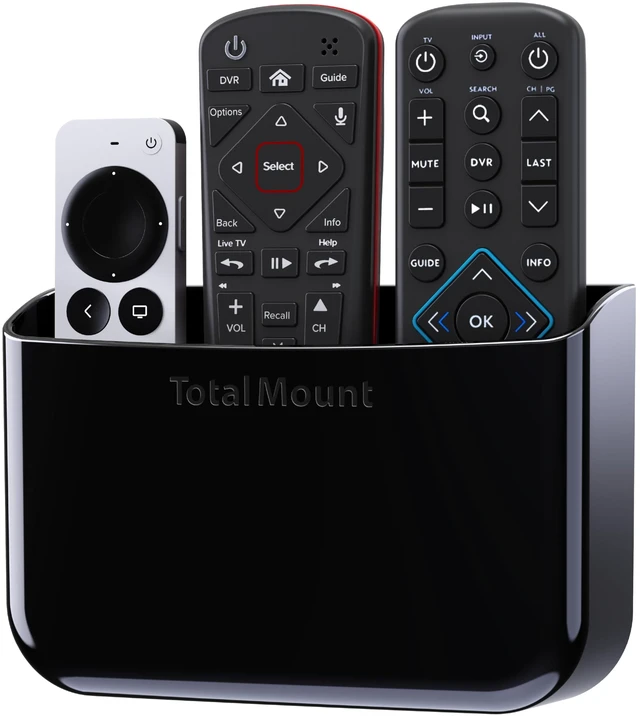 Main image of Drop-Free Remote Holder Removable Adhesive Strips L Black | Designed in the USA Simply Put the Remotes In No Tricky Magnet Alignment Needed (Holds 2 or 3 Remote Controls)