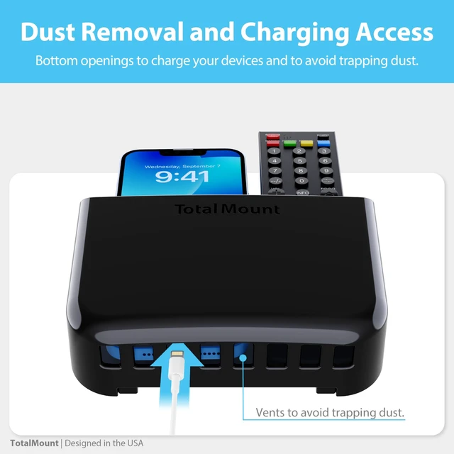 Alt view image 7 of 7 - Drop-Free Remote Holder Removable Adhesive Strips L Black | Designed in the USA Simply Put the Remotes In No Tricky Magnet Alignment Needed (Holds 2 or 3 Remote Controls)