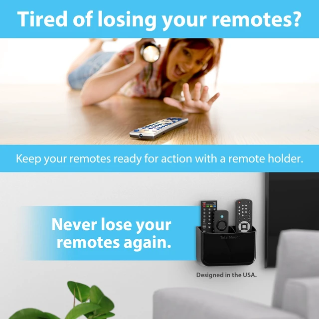 Alt view image 2 of 7 - Drop-Free Remote Holder Removable Adhesive Strips L Black | Designed in the USA Simply Put the Remotes In No Tricky Magnet Alignment Needed (Holds 2 or 3 Remote Controls)