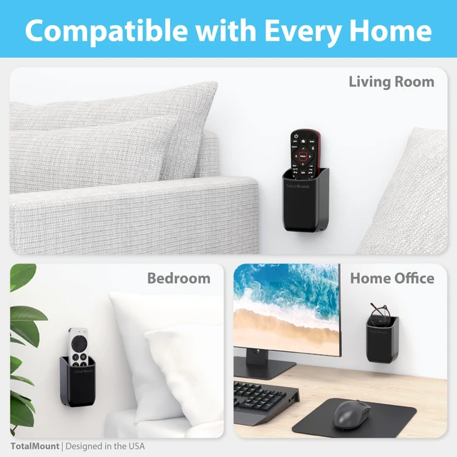 Alt view image 6 of 7 - Drop-Free Remote Holder Removable Adhesive Strips Black | Designed in the USA Simply Put the Remote In No Tricky Magnet Alignment Needed