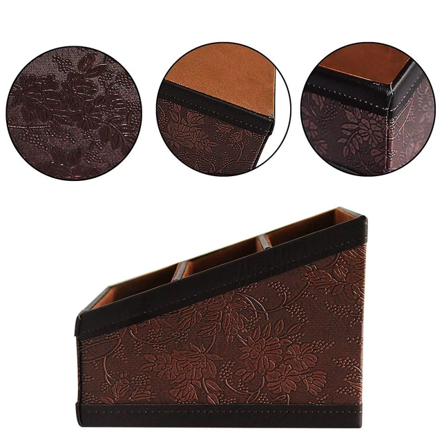 Alt view image 3 of 6 - PU Leather Remote Control Holder Storage Container for TV Remote Phone Caddy Eyeglasses