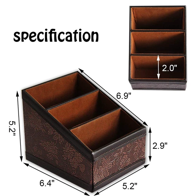 Alt view image 2 of 6 - PU Leather Remote Control Holder Storage Container for TV Remote Phone Caddy Eyeglasses