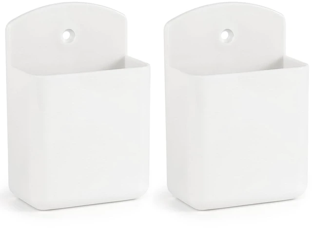 Main image of 2 Pcs Remote Control Holder Wall Mount, TV Controller Holder, Self Adhesive Remote Holder, Wall Pen Holder Storage Accessories for Home Office School (White)