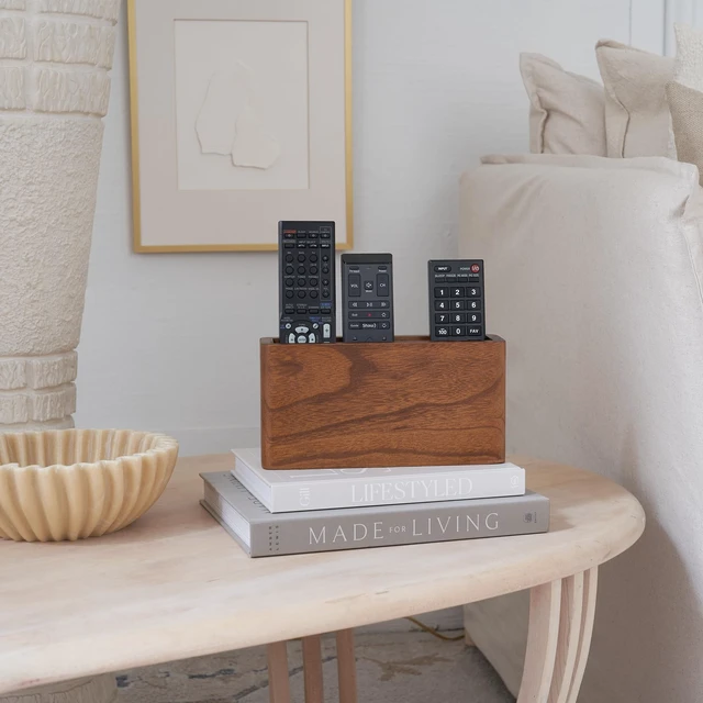 Alt view image 5 of 7 - Wooden Remote Control Holder - Adhesive Wall Mount Caddy for 3-4 Remotes | Easy Install Natural Wood Organizer Keeps Them Neatly Organized - Perfect for Any Bed or Living Room Wall
